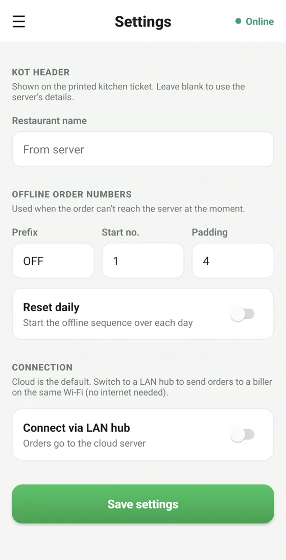 RestoPOS mCAP mobile screen 9