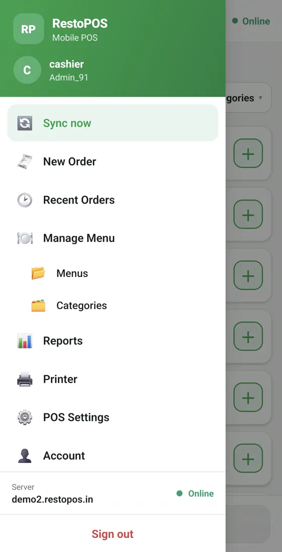 RestoPOS mPOS mobile screen 2