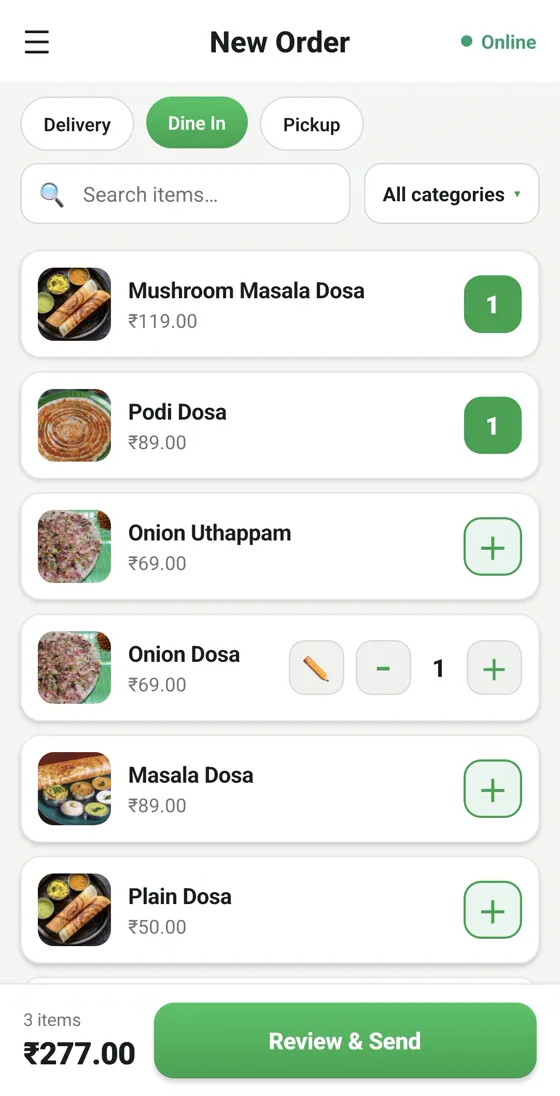 RestoPOS mPOS mobile screen 3