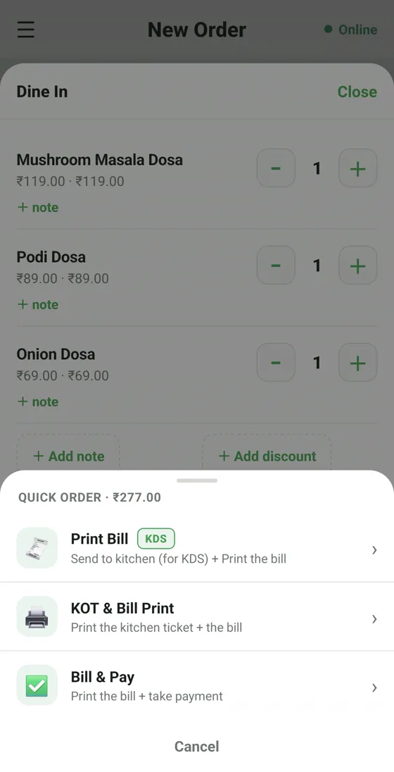 RestoPOS mPOS mobile screen 5