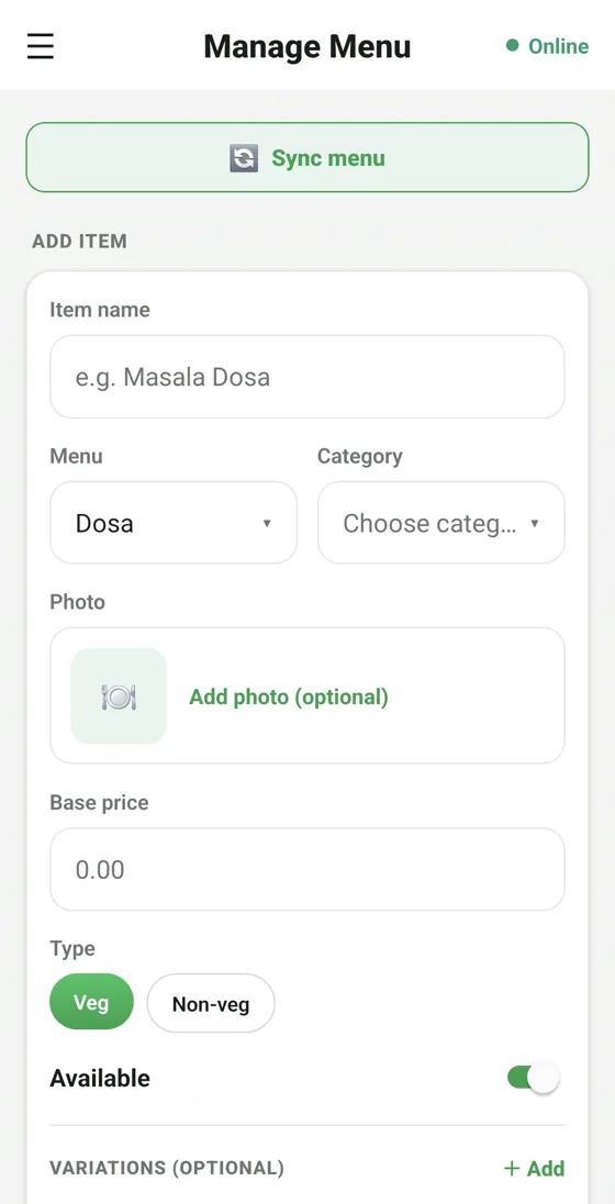RestoPOS mPOS mobile screen 7