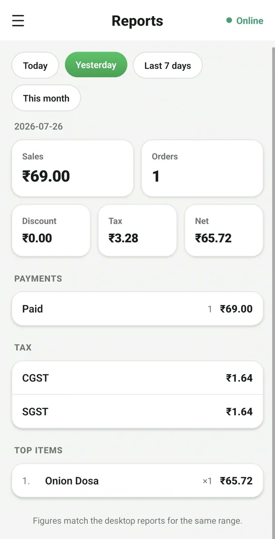 RestoPOS mPOS mobile screen 11
