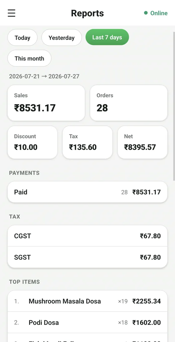 RestoPOS mPOS mobile screen 12