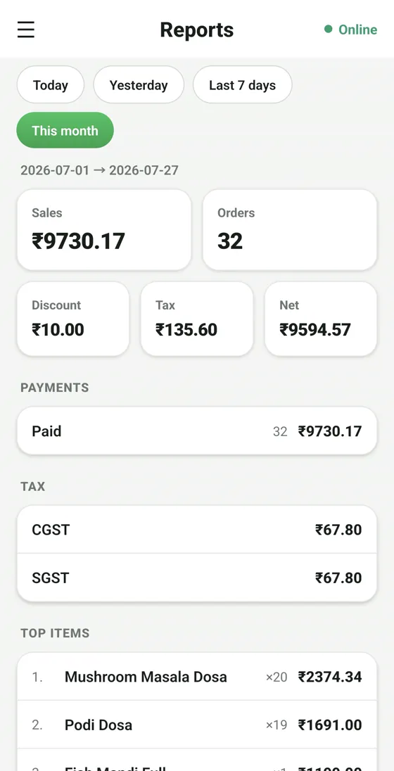 RestoPOS mPOS mobile screen 13
