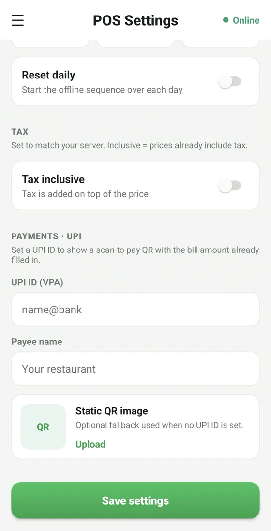 RestoPOS mPOS mobile screen 16