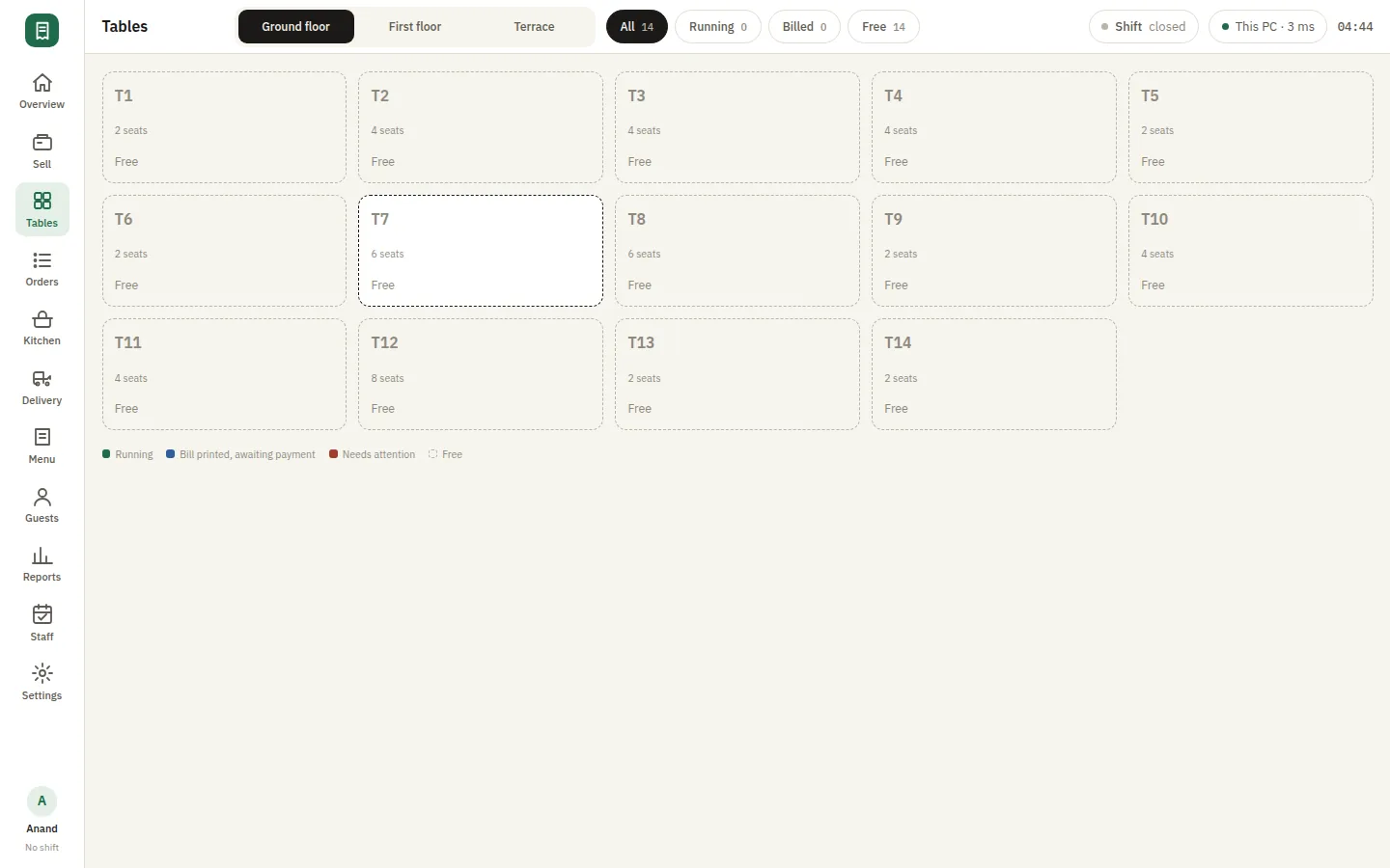 SmartPOS Tables — Tables