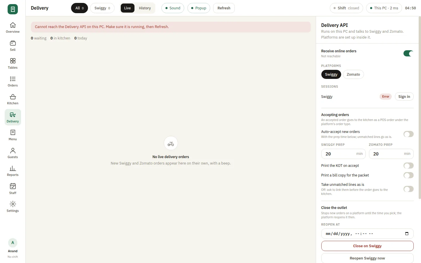 SmartPOS Delivery integration — Delivery live