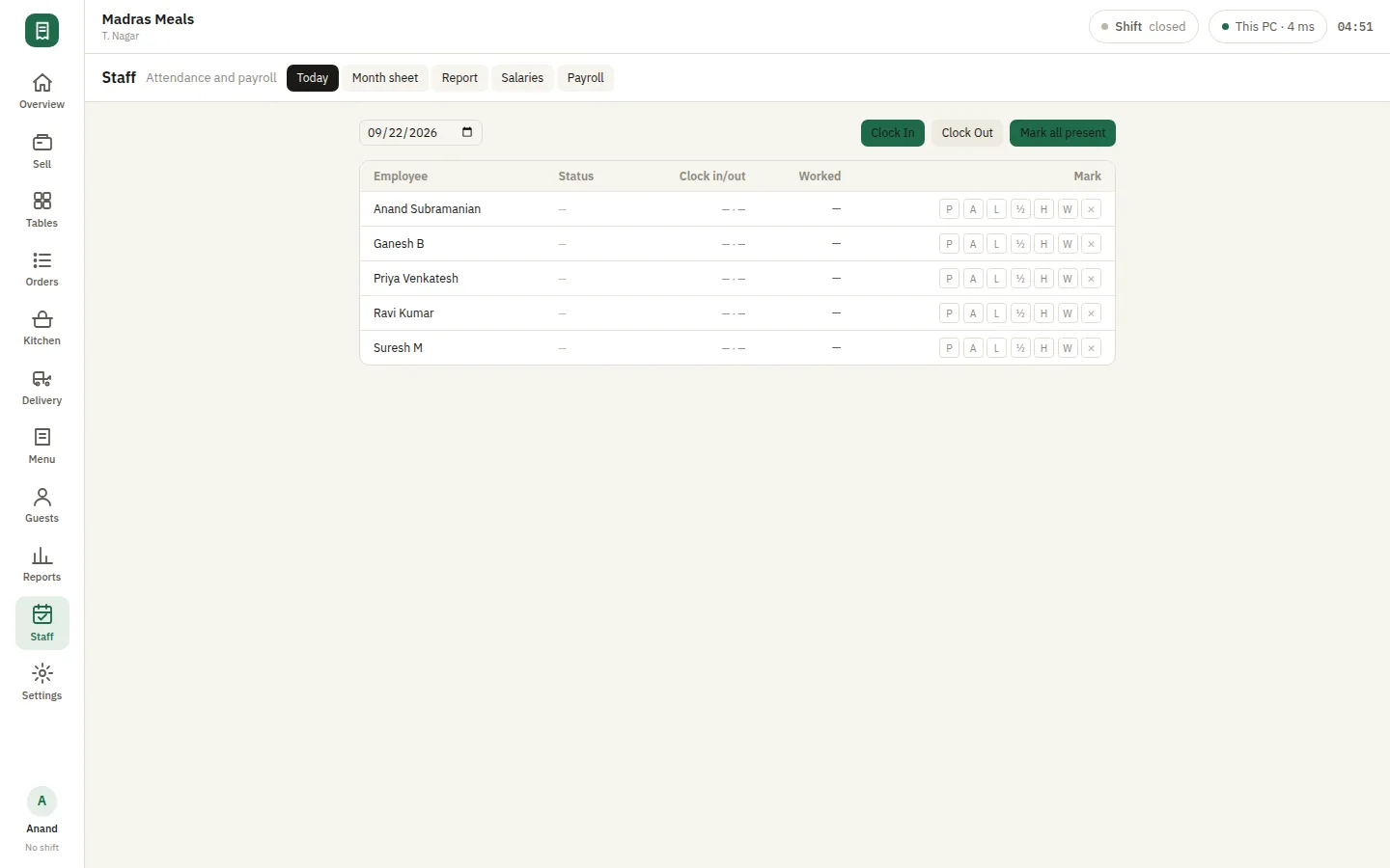 SmartPOS Staff and roles — Staff